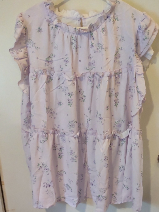 SHEIN Tops - SHEIN Pastel Lavender Floral Ruffle Tiered Blouse 4xl